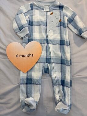 Carter's - Soft Blue and White Fleece Onesie/Sleeper